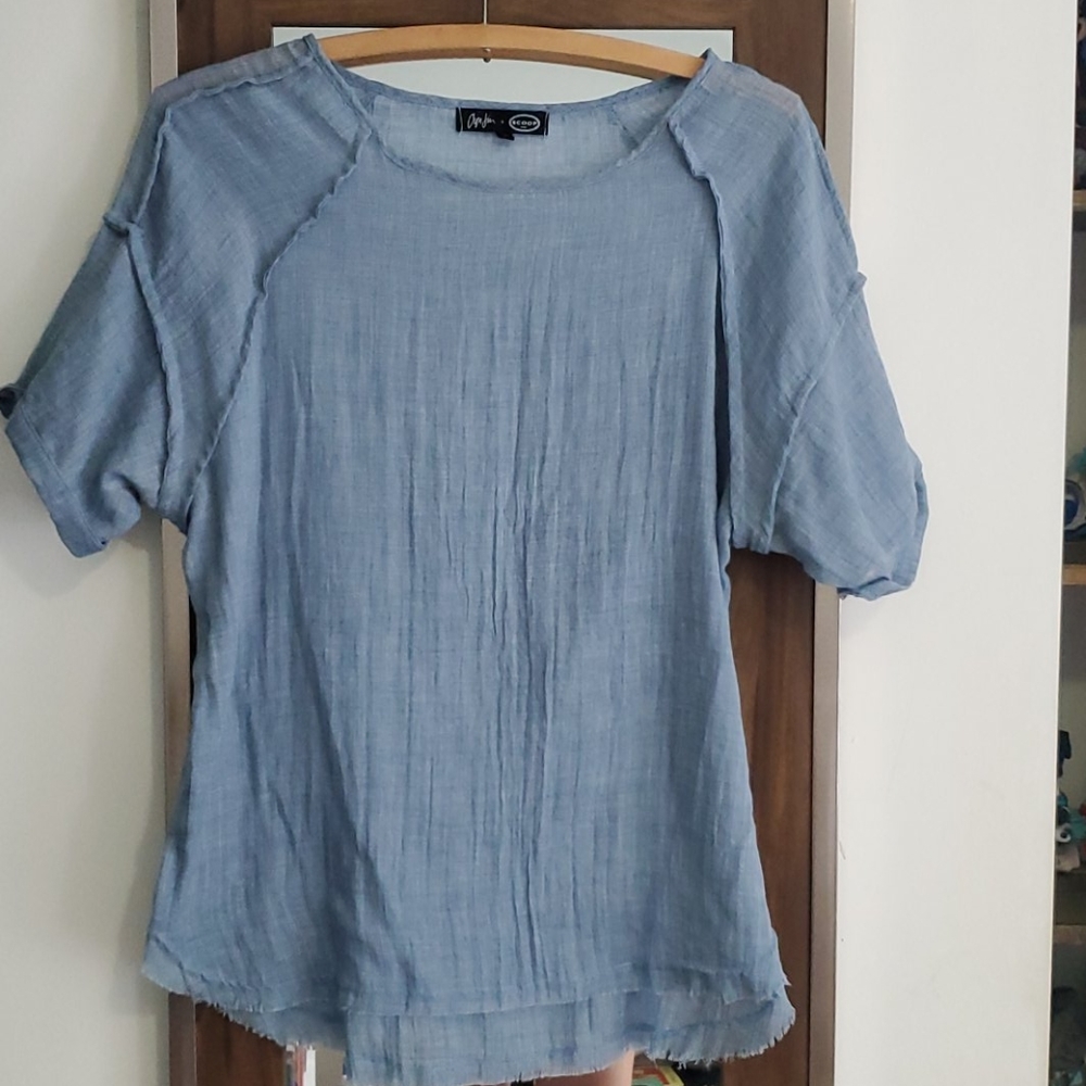 Cyn Jin Denim Blue Cotton Blouse
